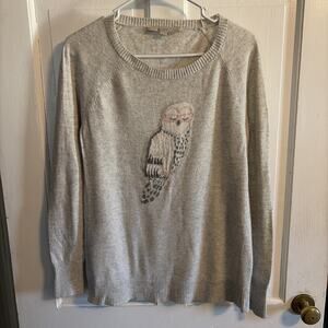 LOFT Women's Crew Neck Sweater Owl With Glasses Preppy Kidcore Novelty Cute Twee